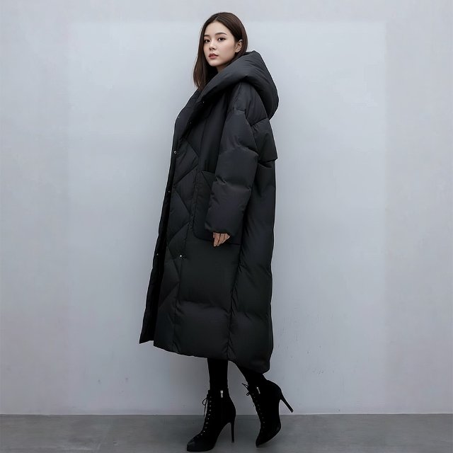 [비니브] 오로라 후드 롱 패딩