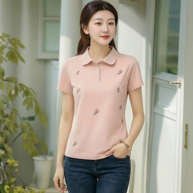 쉐바 레이스 꽃자수 티 2종