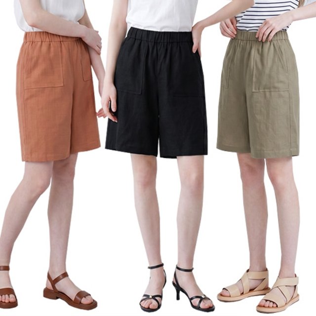 [로코엘라] 마렌 썸머 린넨 블렌디드 여성 버뮤다 팬츠 3종세트