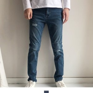 데미지 일자핏 중청 남자청바지
