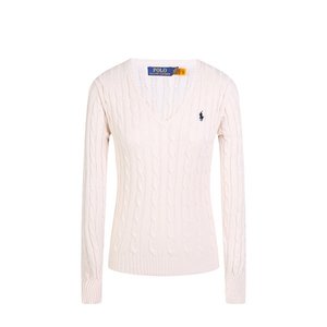 랄프로렌 폴로 여성 케이블 브이넥 꽈베기 니트 크림