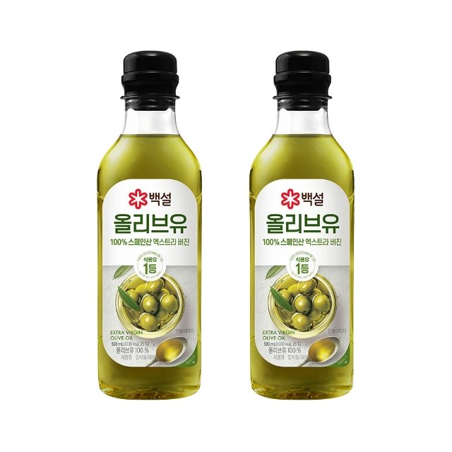 백설 엑스트라버진 압착올리브유 500ml x2개