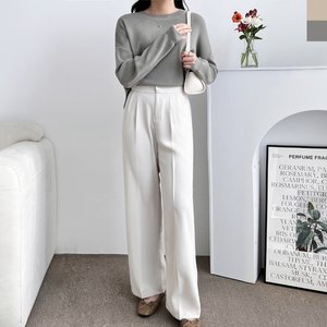 [샵앤] 여성 국산 루즈핏 데일리 오피스 라운드 니트티 WDM-WKN-2LCBB1007