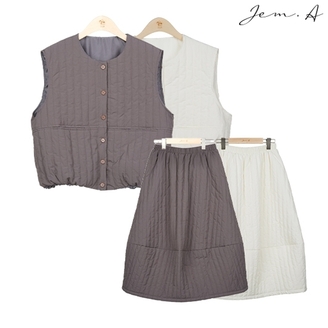 [젬마/Jem.A] 여성 누빔 베스트/스커트 투피스 세트 25w