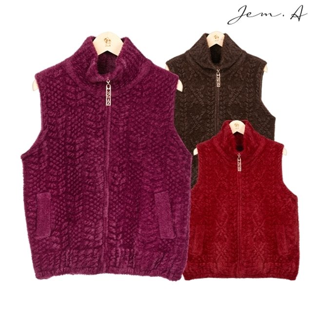 [젬마/Jem.A] 여성 소프트 퍼 하이넥 집업 조끼 1종 25w