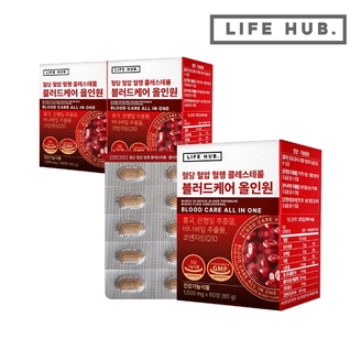 라이프허브 혈당 혈압 혈행 콜레스테롤 블러드케어 올인원 3박스(1,000mg x 180정) 3개월분