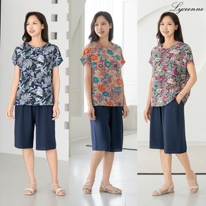  마담4060 가볍고 시원한 플라워 인견 4종세트(상의3종+하의1종)