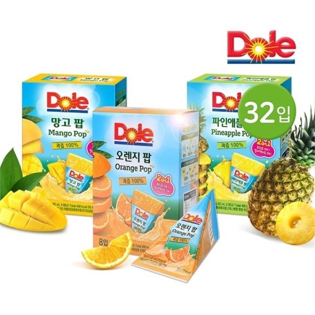 [동원]Dole 후룻팝 오렌지/망고/파인애플 62ml 8개입x4팩총32개_P089311590