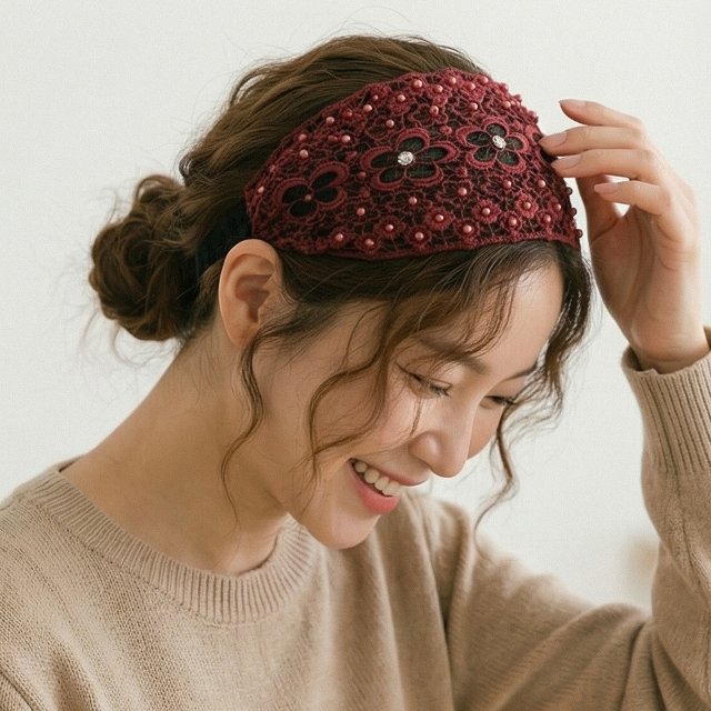 데이블링 비즈 헤어밴드 큐빅 비니 4종세트