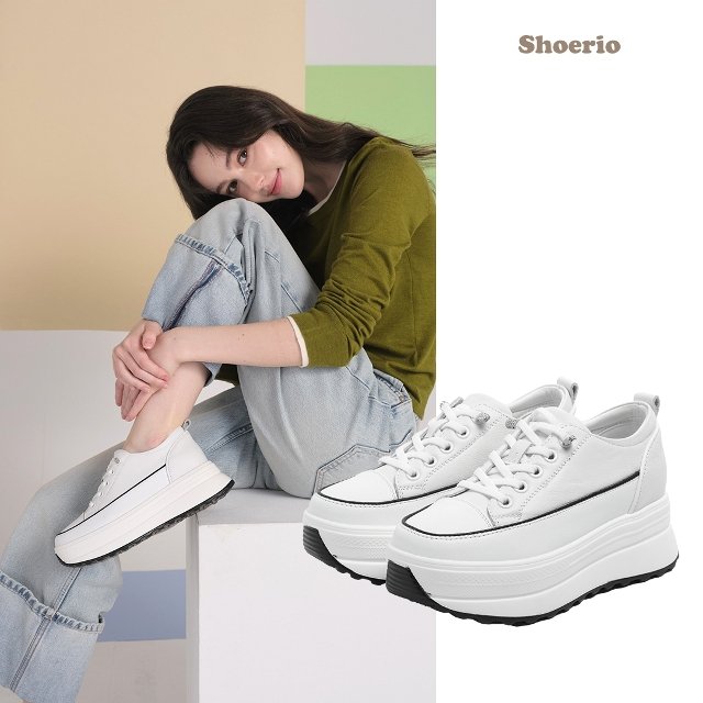 슈리오 소가죽 밸런스 키높이 스니커즈