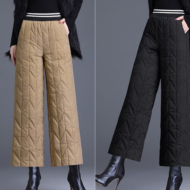 [엘드마마] 에로우 퀼팅 와이드 팬츠