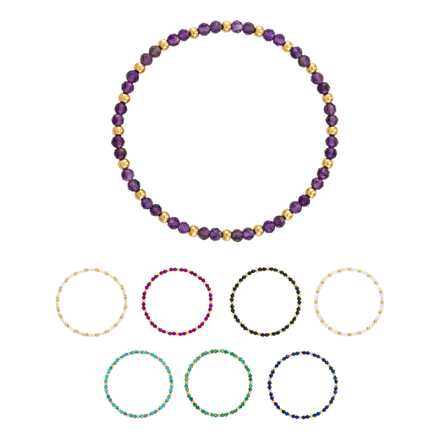 [니지쥬얼리] 14K GOLD 골드라인 천연석 팔찌 8종 택1