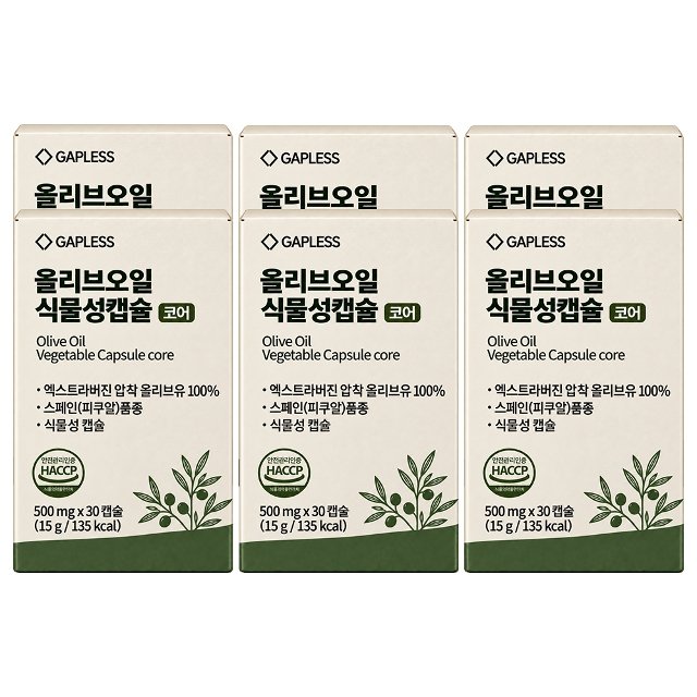 올리브오일 식물성캡슐 코어 30캡슐, 6개