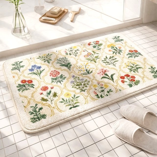 [1+1] 프렌치가든 극세사 발매트 유럽풍 인테리어 논슬립 매트 컬러3종