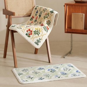 [1+1] 프렌치가든 극세사 발매트 유럽풍 인테리어 논슬립 매트 컬러3종