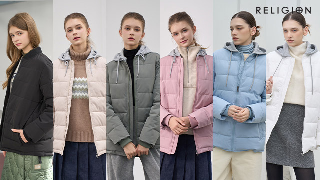 릴리전 25FW 디테처블 후드 패딩 점퍼 1종, 여성