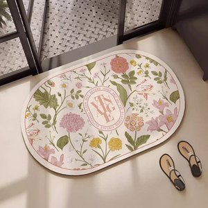 [1+1] 빈티지 플라워 발매트 유럽풍 논슬립 규조토 매트 컬러4종