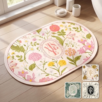 [1+1] 빈티지 플라워 발매트 유럽풍 논슬립 규조토 매트 컬러4종