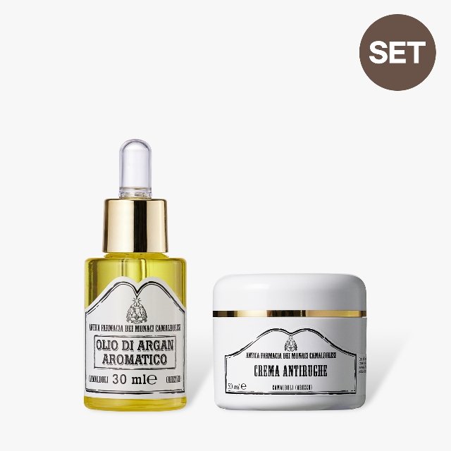 추석특가![까말돌리] 슬로우 에이징세트 ( 크레마 안티루게  크림 50ml +아르간 보습 오일 30ml)