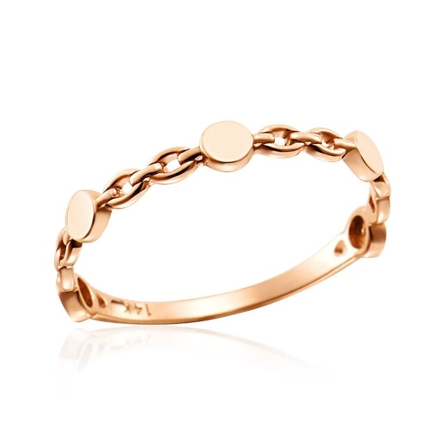 [비앤비골드] 18K 플랫 원형볼 링크 고리 체인 반지 SRS42124