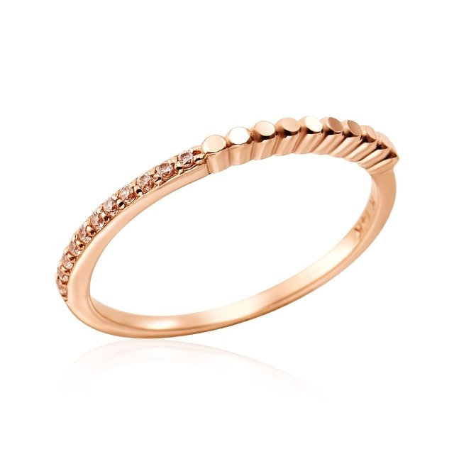 [비앤비골드] 18K 트윙클 버블볼 하프큐빅 실반지 LOR42120