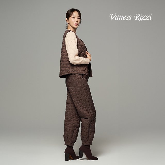24FW 바네사리찌 퀼팅 자수 상하의세트 (베스트+팬츠)