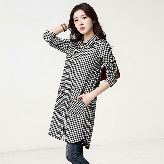 [헬리꽁땡]듀오체크포켓미디셔츠2종 