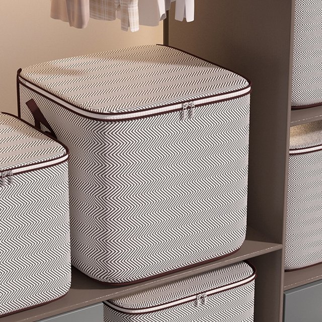 [2개+2개] 뉴시즌 100리터 대용량 리빙박스 헤링본 이불/옷정리함