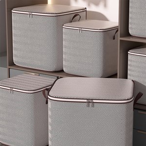 [2개+2개] 뉴시즌 100리터 대용량 리빙박스 헤링본 이불/옷정리함