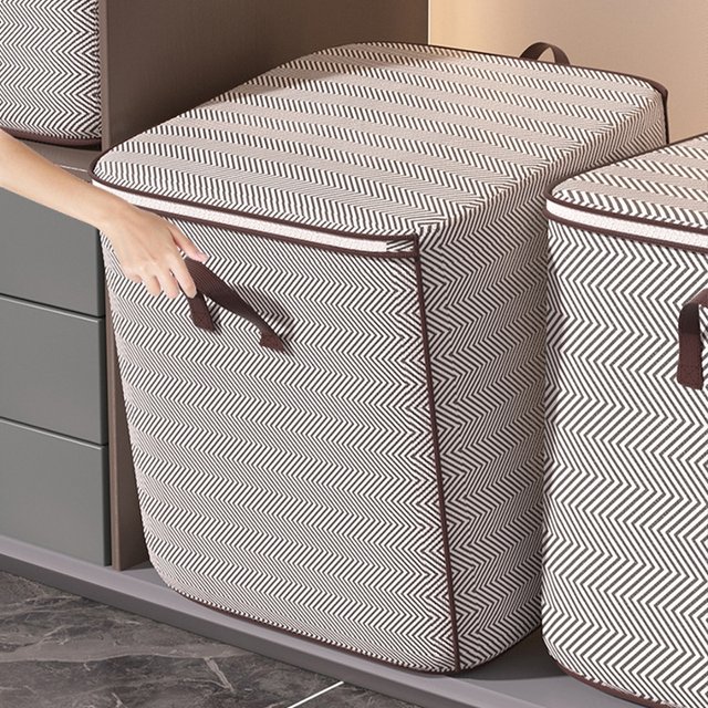 [2개+2개] 뉴시즌 100리터 대용량 리빙박스 헤링본 이불/옷정리함