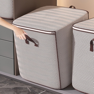 [2개+2개] 뉴시즌 100리터 대용량 리빙박스 헤링본 이불/옷정리함