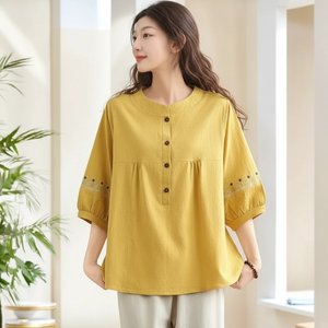 쉐바 노엘 순면자수 블라우스 2종