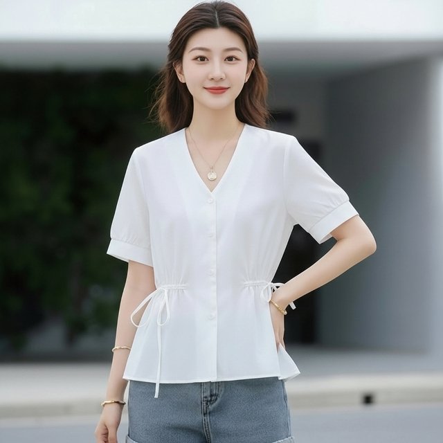 쉐바 시엘로 펄장식 블라우스 2종
