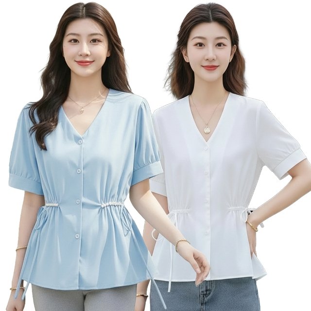 쉐바 시엘로 펄장식 블라우스 2종