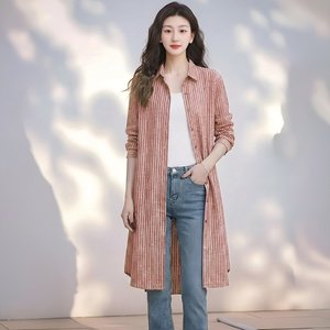 쉐바 리넷 스트라이프 롱셔츠 2종