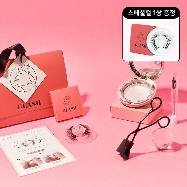 [방송에서만 1쌍 더!] 글래쉬 반영구 착붙 속눈썹 풀세트 (내추럴컬1쌍+스페셜컬1쌍+자석뷰러+브러쉬+케이스+설명서+쇼핑백) 