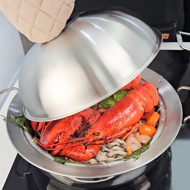 키친구 스텐 스티머 가정용 만능 찜기 찜통 돔형 24cm