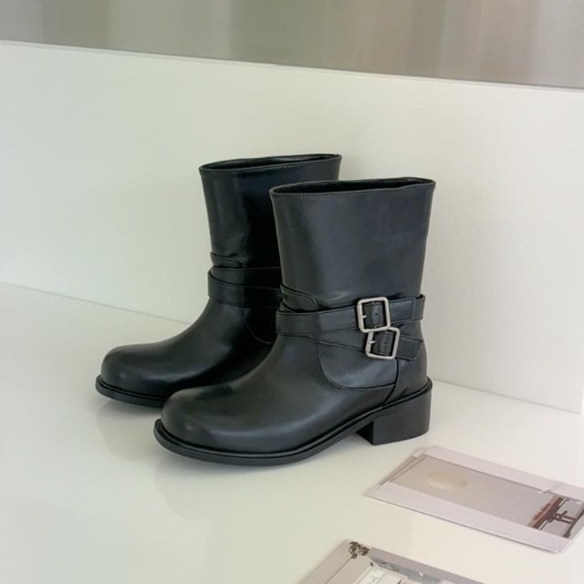 고품질 봄여자신발 롱부츠 힐 봄부츠 발목구두 통굽 부티 (WFK0IJI)