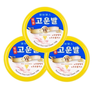 웰빙헬스 고운발 풋크림 발크림 각질제거 보습 풋케어 크림 명품 고운발 노랑 3개
