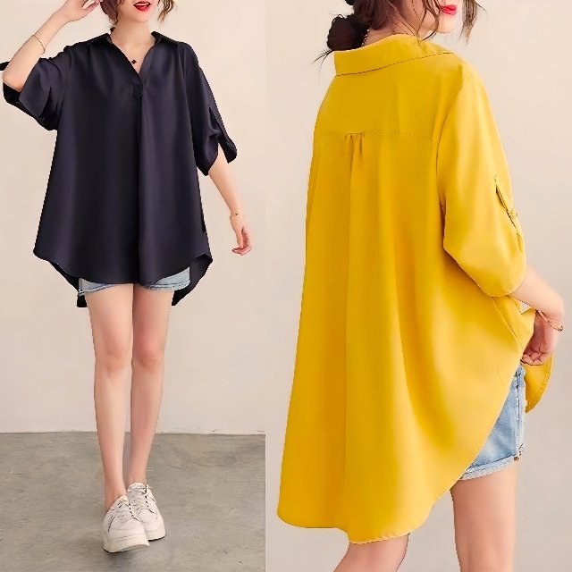 [엘드마마] 심플리 롤업 블라우스 2종