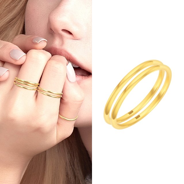 [골드퀸즈] 24K 순금 더블 레이어드링 반지