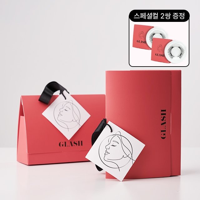[더블] 글래쉬 반영구 착붙 속눈썹 풀세트 (내추럴컬2쌍+자석뷰러2+브러쉬2+케이스2+쇼핑백2+스페셜컬2쌍)
