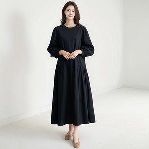 [플로레센스] 벌룬라인 주름 롱원피스 (색상선택)