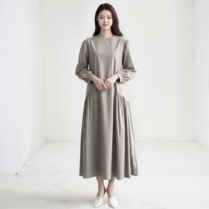 [플로레센스] 벌룬라인 주름 롱원피스 (색상선택)