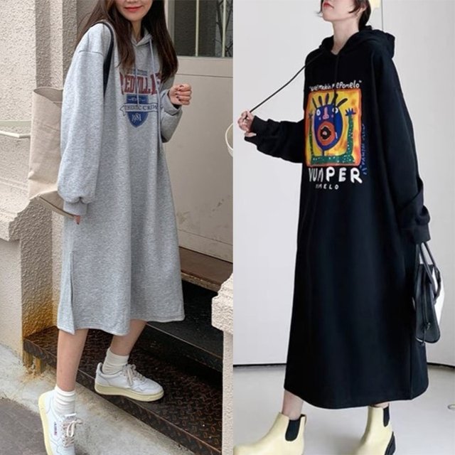 [비니브] 다비드 후드 원피스 2종