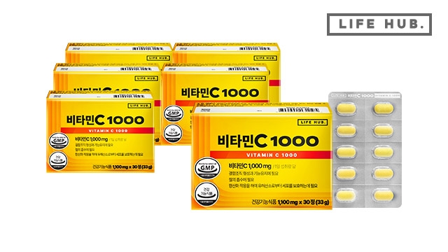 라이프허브 비타민C 1000 6박스(1,100mg x 180정) 6개월분